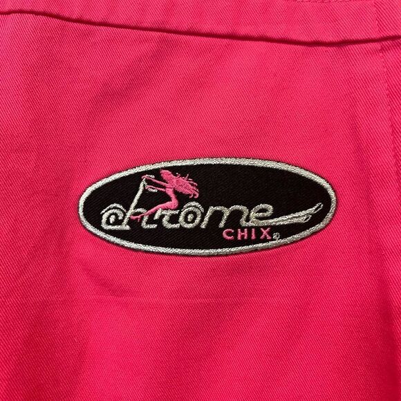 Throttle Threads Pink Chrome Chix Garage Race Jacket sz M - Picture 3 of 6